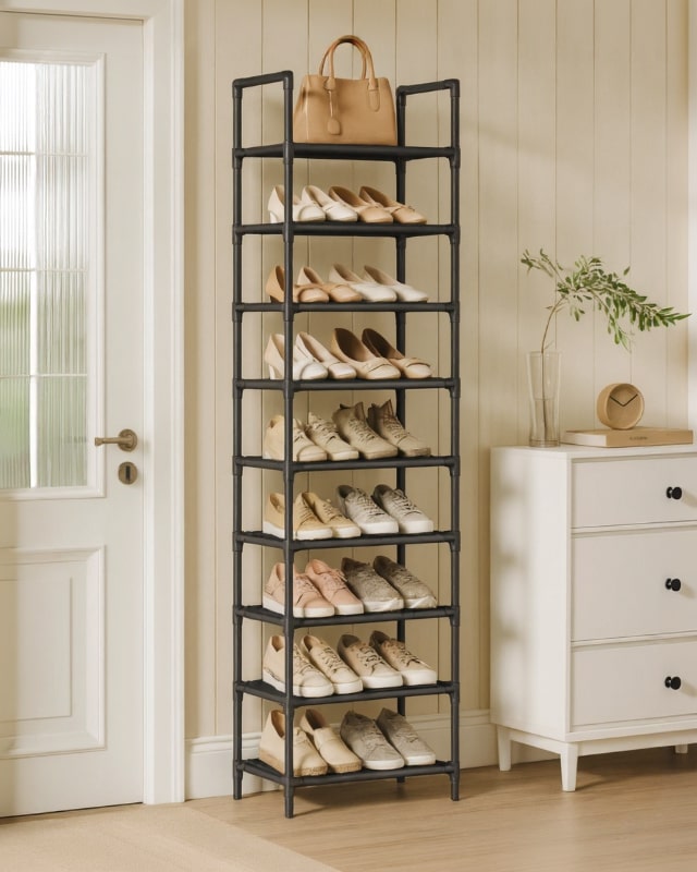 Schuhschrank aus Metall | Schmales Schuhregal | Platzsparende Schuhaufbewahrung | StahlLine