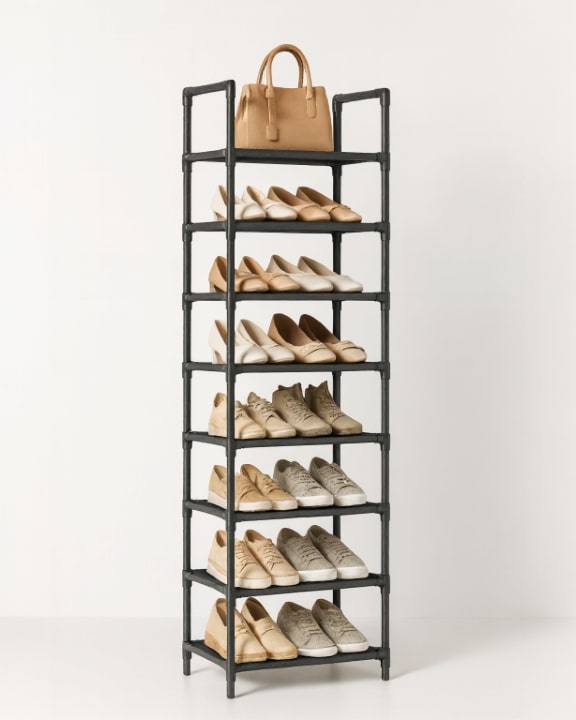 Schuhschrank aus Metall | Schmales Schuhregal | Platzsparende Schuhaufbewahrung | StahlLine