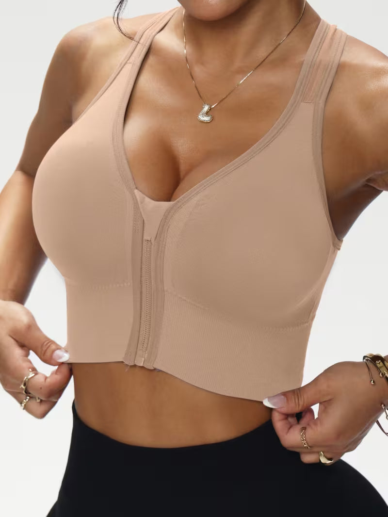 Sport BH mit Reißverschluss ohne Bügel für Damen | Push up BH | Zentiva