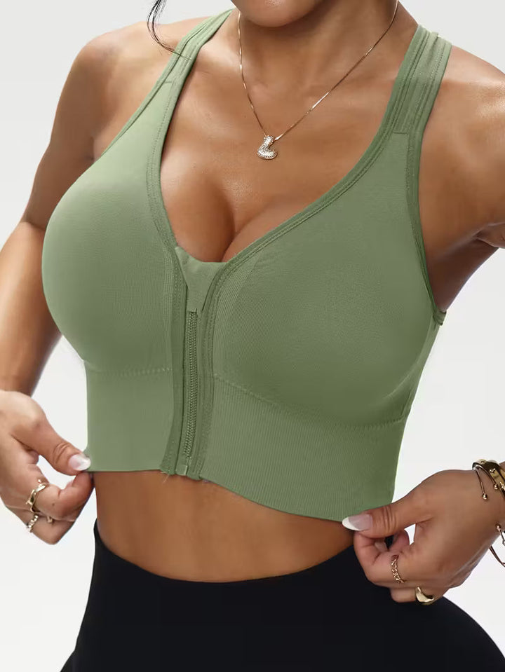 Sport BH mit Reißverschluss ohne Bügel für Damen | Push up BH | Zentiva