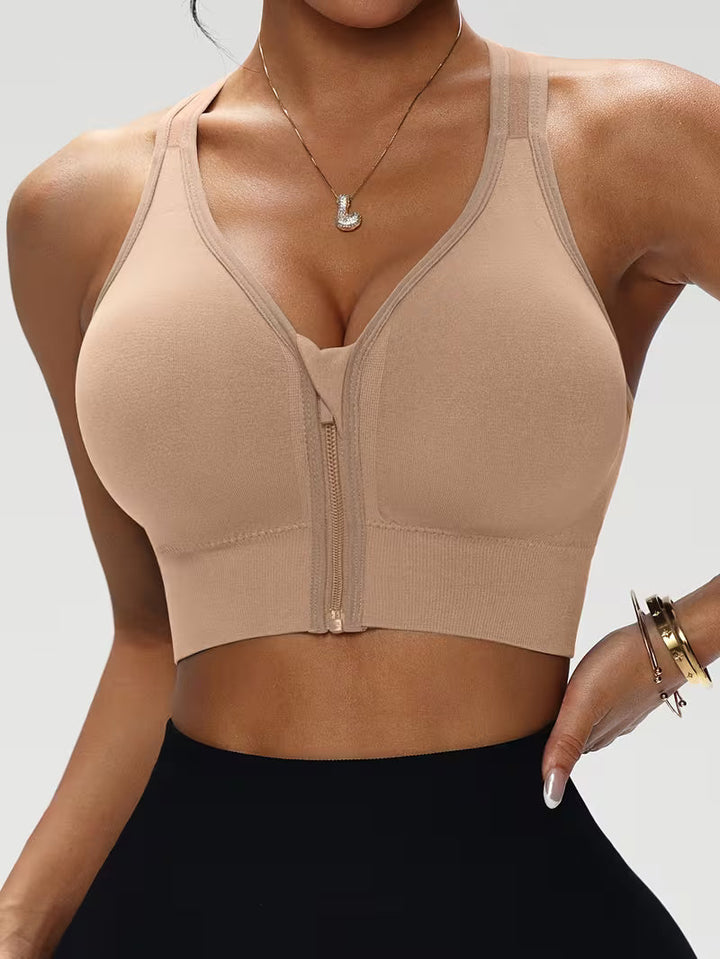 Sport BH mit Reißverschluss ohne Bügel für Damen | Push up BH | Zentiva