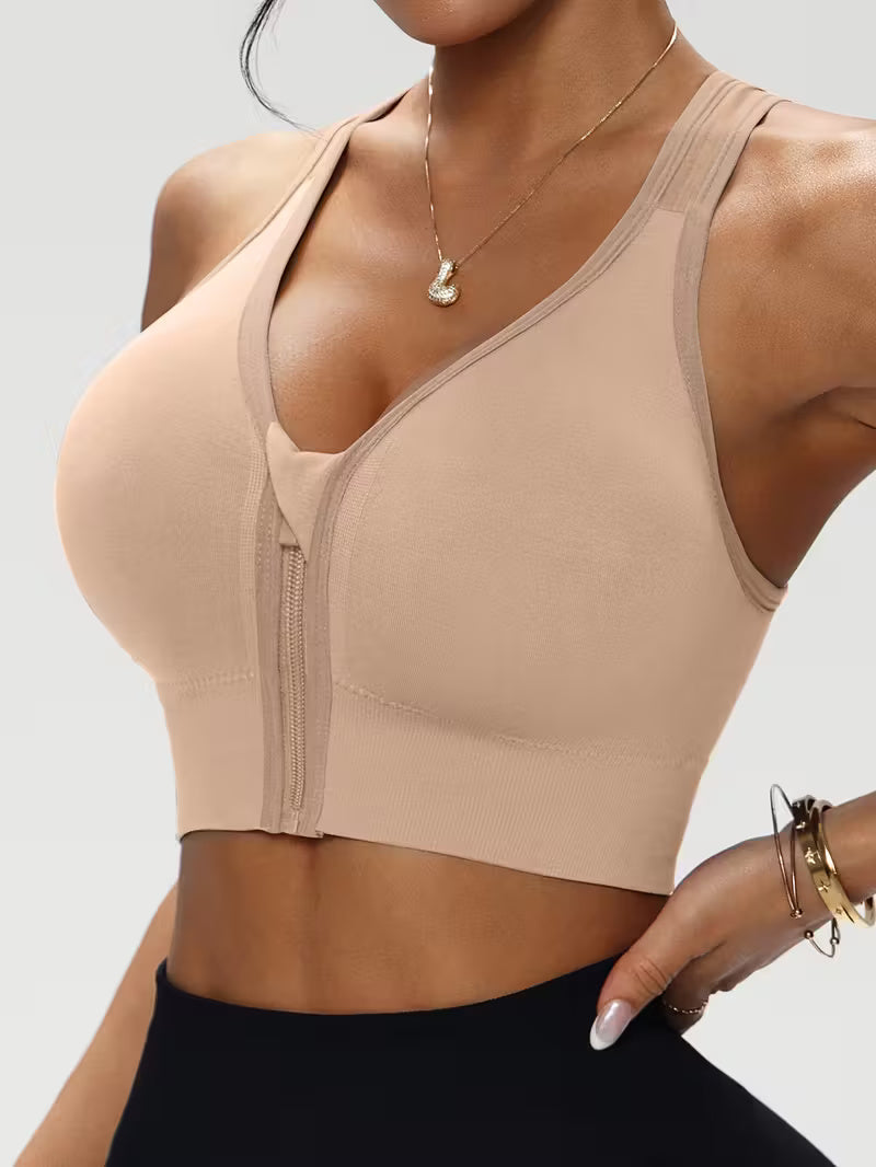 Sport BH mit Reißverschluss ohne Bügel für Damen | Push up BH | Zentiva