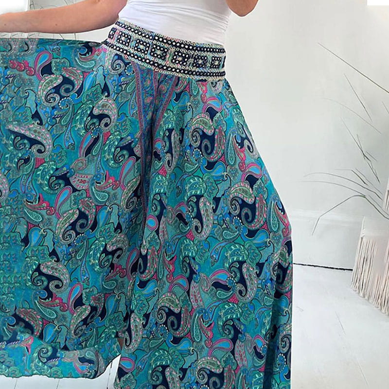 BohoBreeze™ – Leichte Ethno-Paisley-Hose mit elastischem Patchwork-Taillenbund