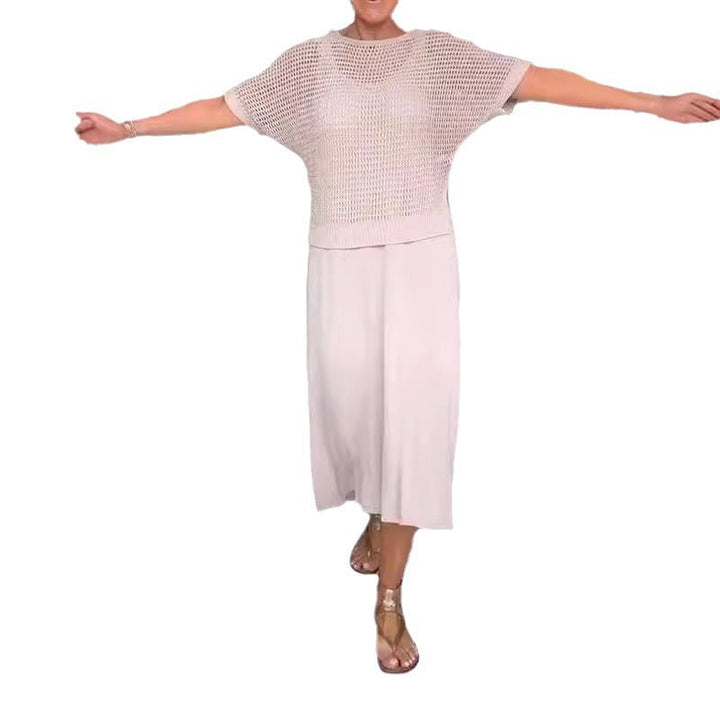 Zweiteiliges Sommer-Strickkleid-Set für Damen