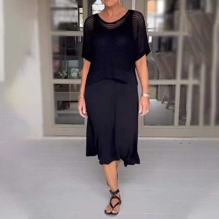 Zweiteiliges Sommer-Strickkleid-Set für Damen