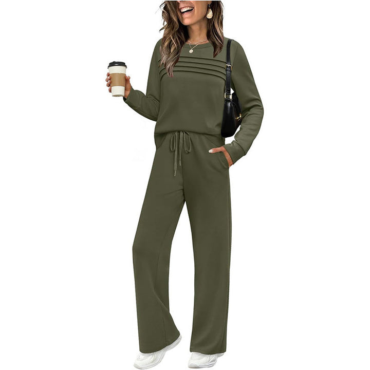 Set für Damen mit Rundhals-Top und Kordelzughose