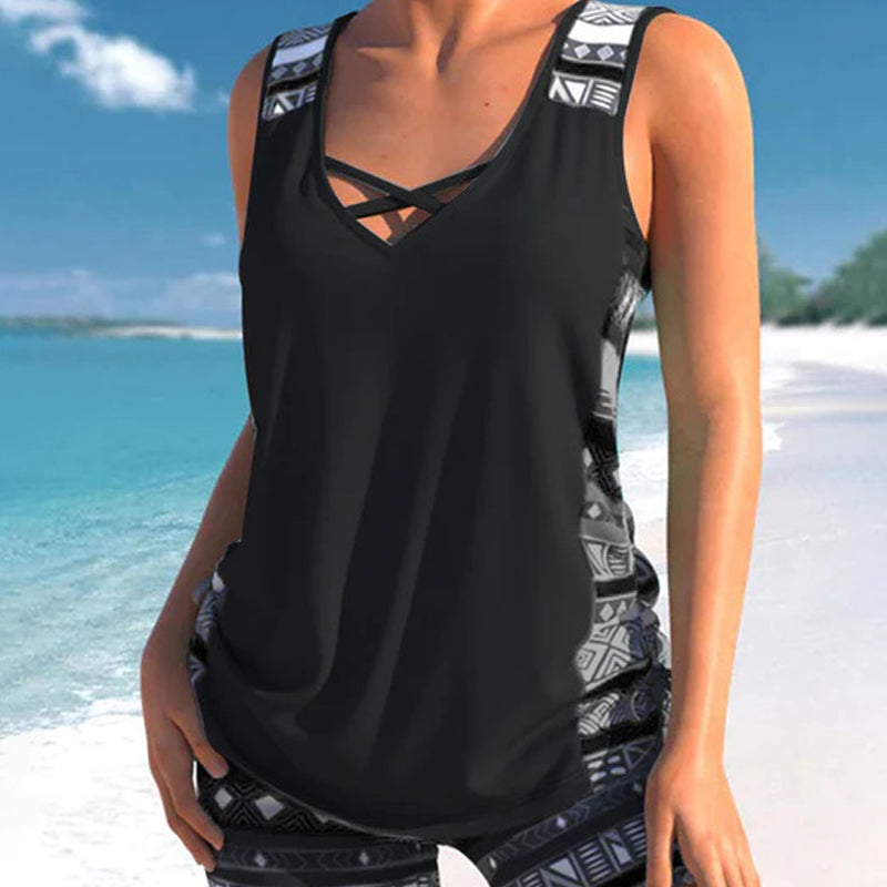 Trendige Bademode für den Sommer 2026 – Bedruckter zweiteiliger Tankini-Badeanzug für Damen