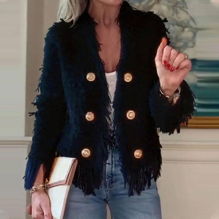 FransenChic™ Elegante Kurzjacke mit Zierknöpfen