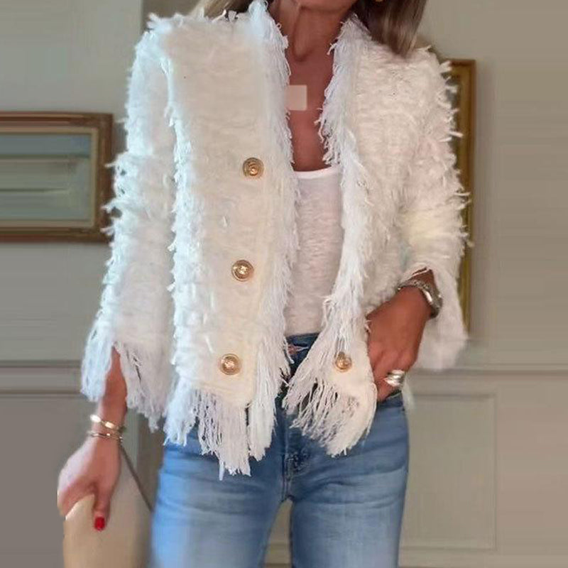 FransenChic™ Elegante Kurzjacke mit Zierknöpfen