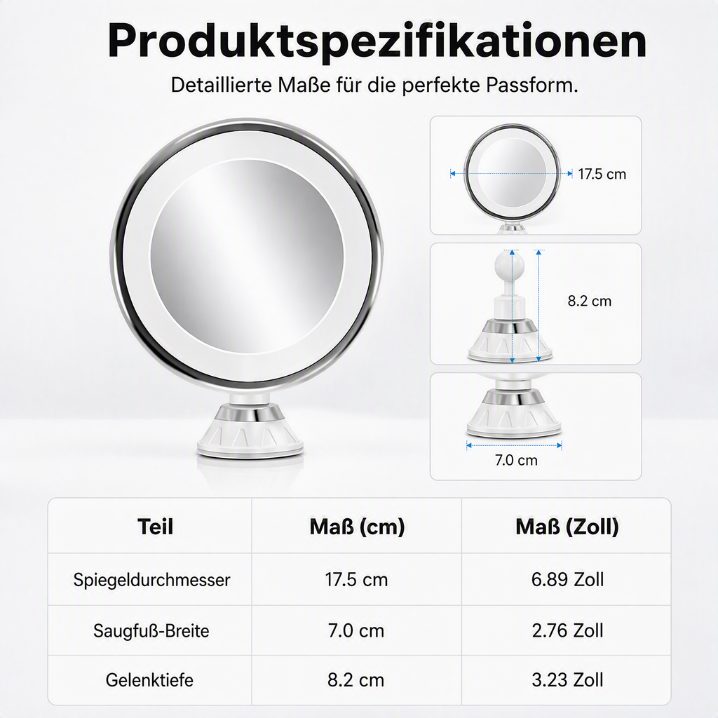 LuminaGlow™ 10-fach LED-Vergrößerungsspiegel