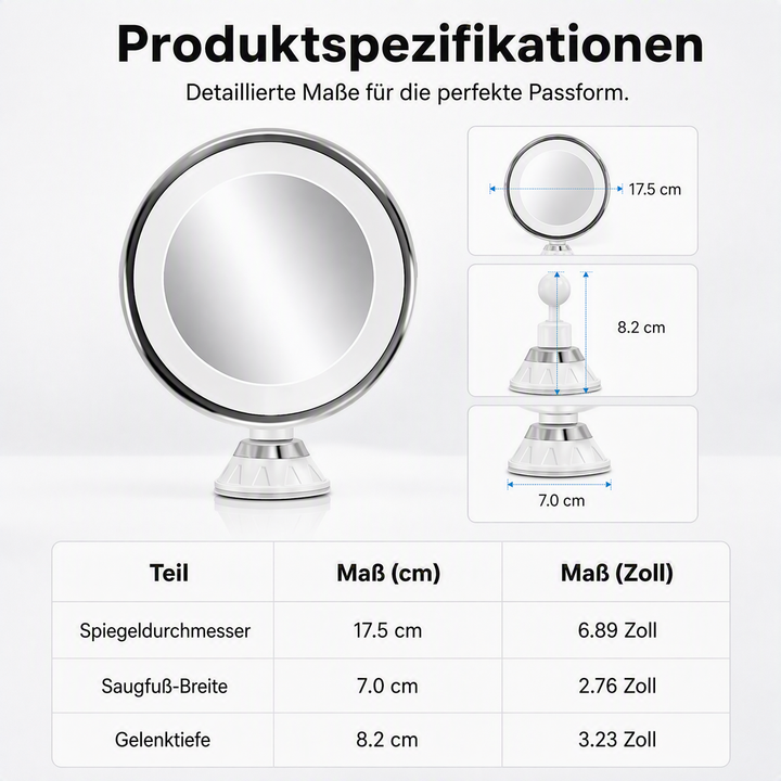 LuminaGlow™ 10-fach LED-Vergrößerungsspiegel