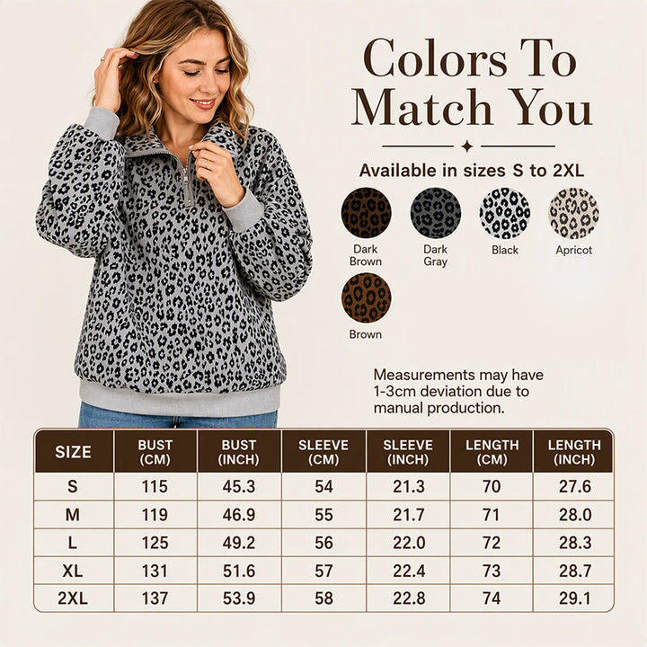 TrageLust™ Leoparden Half-Zip Pullover
