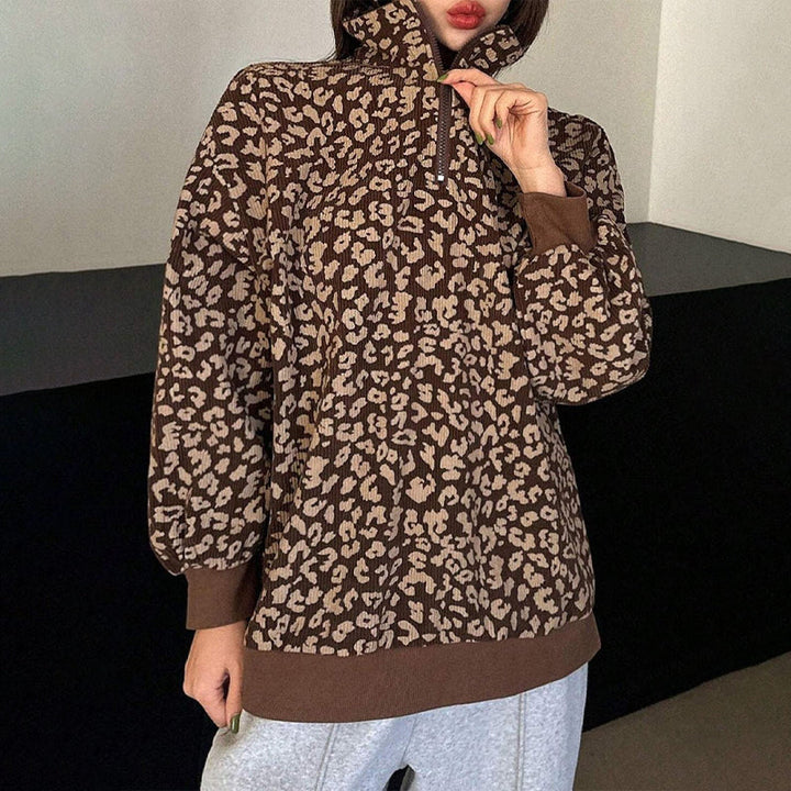 TrageLust™ Leoparden Half-Zip Pullover