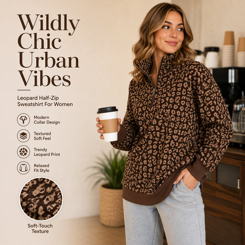 TrageLust™ Leoparden Half-Zip Pullover