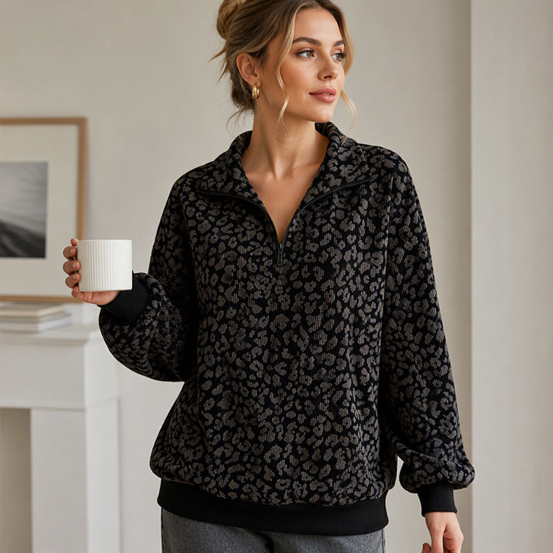 TrageLust™ Leoparden Half-Zip Pullover