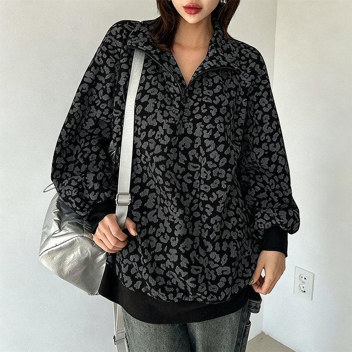 TrageLust™ Leoparden Half-Zip Pullover