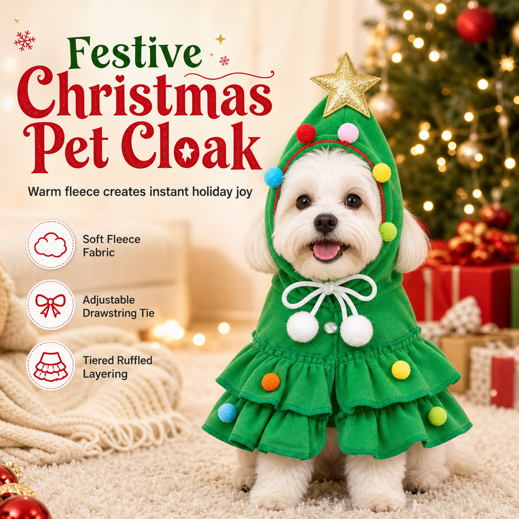PfotenWeihnacht™ Kuscheliges Weihnachtsbaum-Kostüm für Hunde & Katzen
