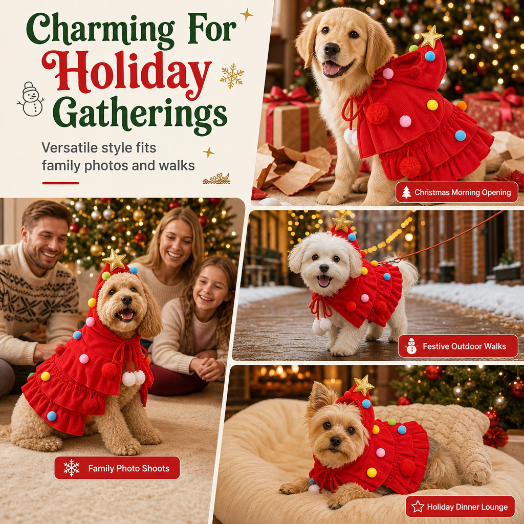 PfotenWeihnacht™ Kuscheliges Weihnachtsbaum-Kostüm für Hunde & Katzen