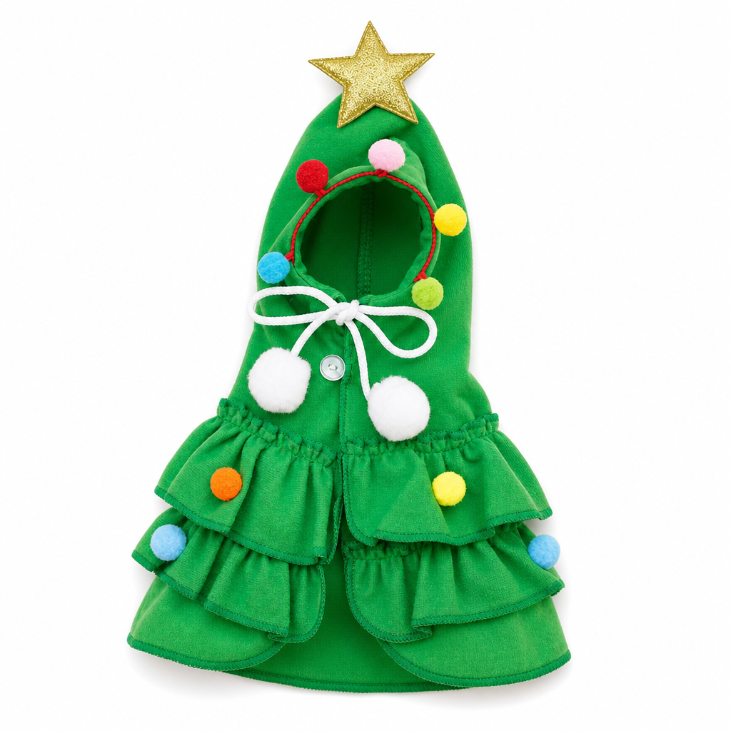 PfotenWeihnacht™ Kuscheliges Weihnachtsbaum-Kostüm für Hunde & Katzen