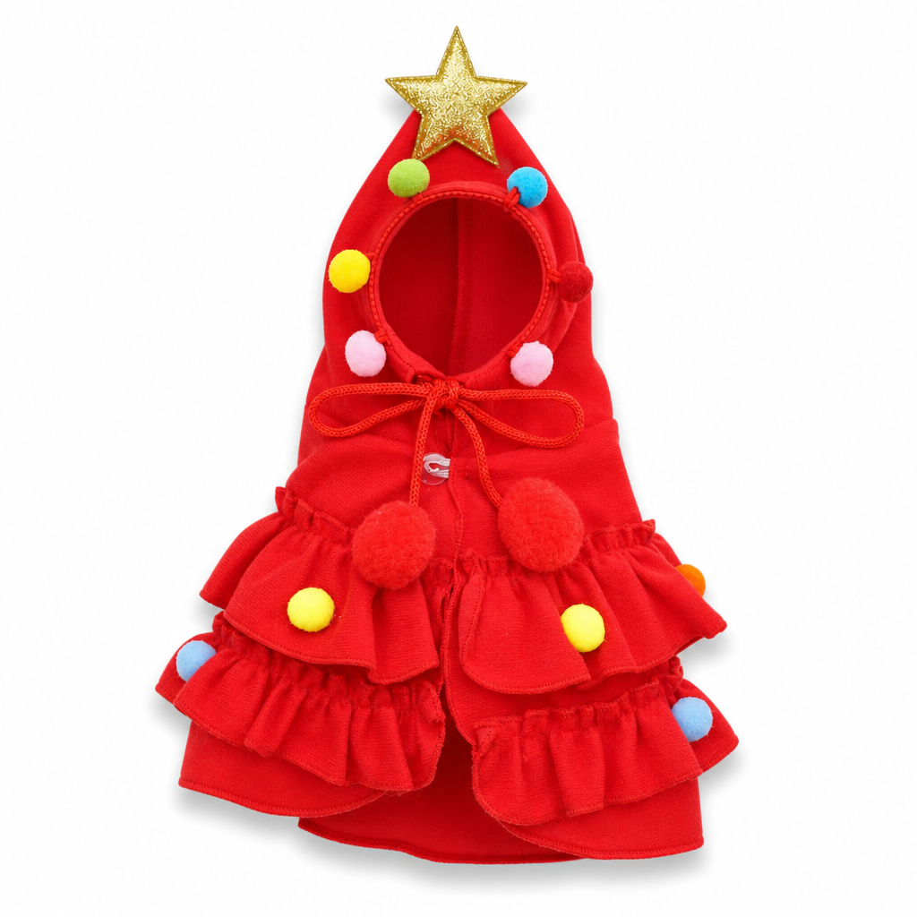 PfotenWeihnacht™ Kuscheliges Weihnachtsbaum-Kostüm für Hunde & Katzen