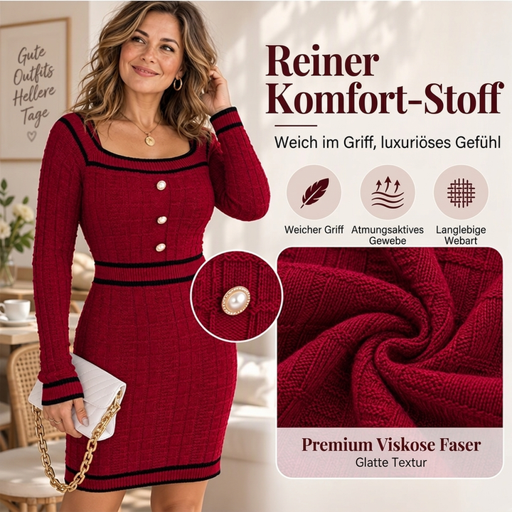 FormVollendet™ Figurbetontes Langarm-Strickkleid