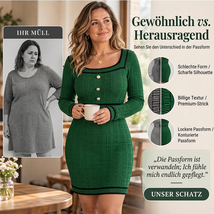 FormVollendet™ Figurbetontes Langarm-Strickkleid