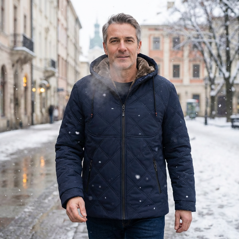 WinterWohl™ Warme Herrenjacke mit Kapuze und Plüschfutter