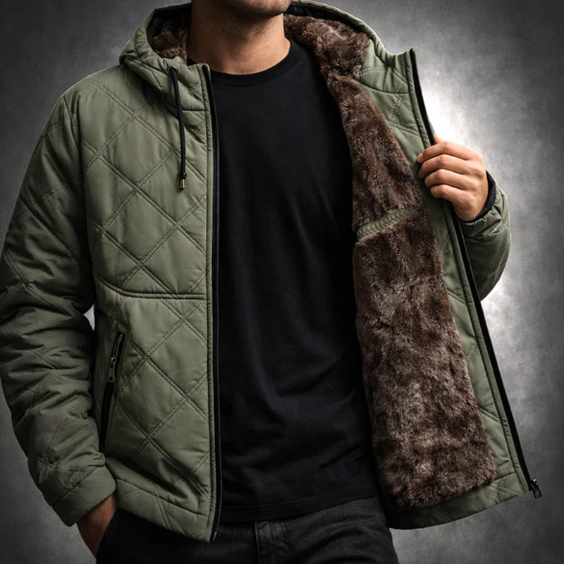 WinterWohl™ Warme Herrenjacke mit Kapuze und Plüschfutter