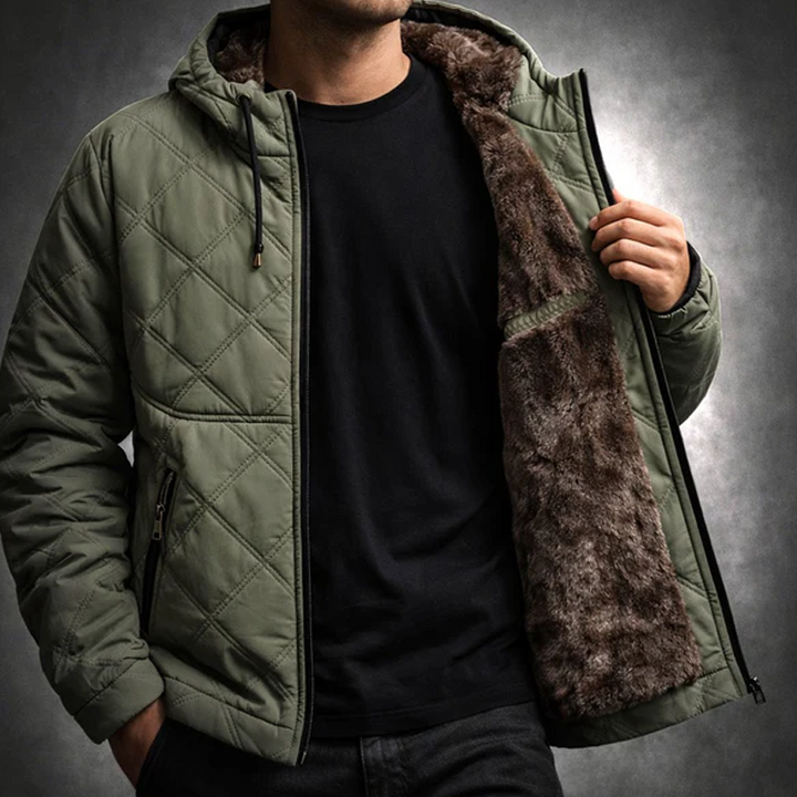 WinterWohl™ Warme Herrenjacke mit Kapuze und Plüschfutter