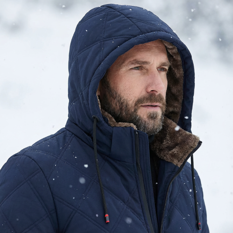 WinterWohl™ Warme Herrenjacke mit Kapuze und Plüschfutter