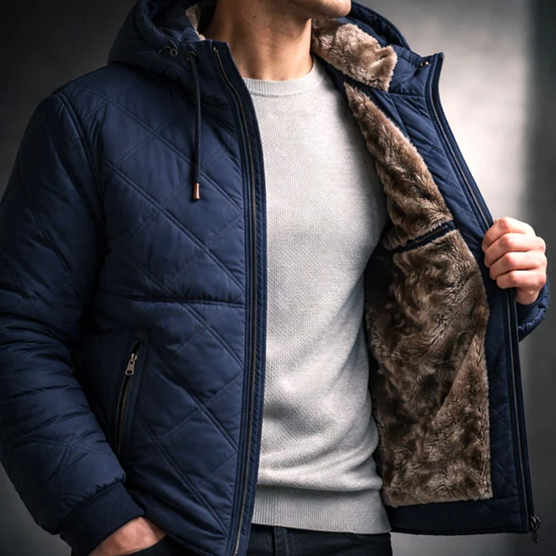 WinterWohl™ Warme Herrenjacke mit Kapuze und Plüschfutter