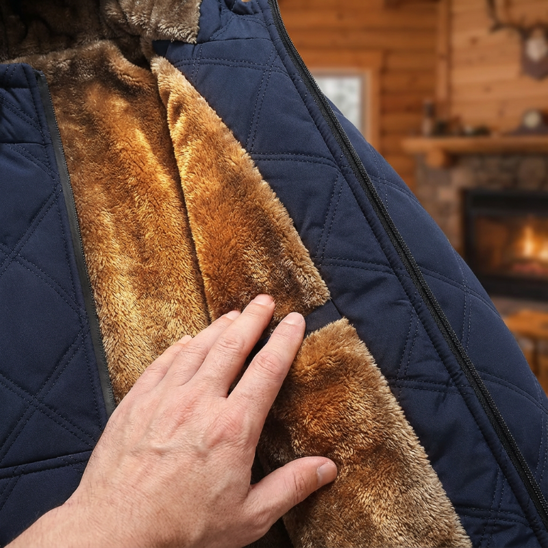 WinterWohl™ Warme Herrenjacke mit Kapuze und Plüschfutter