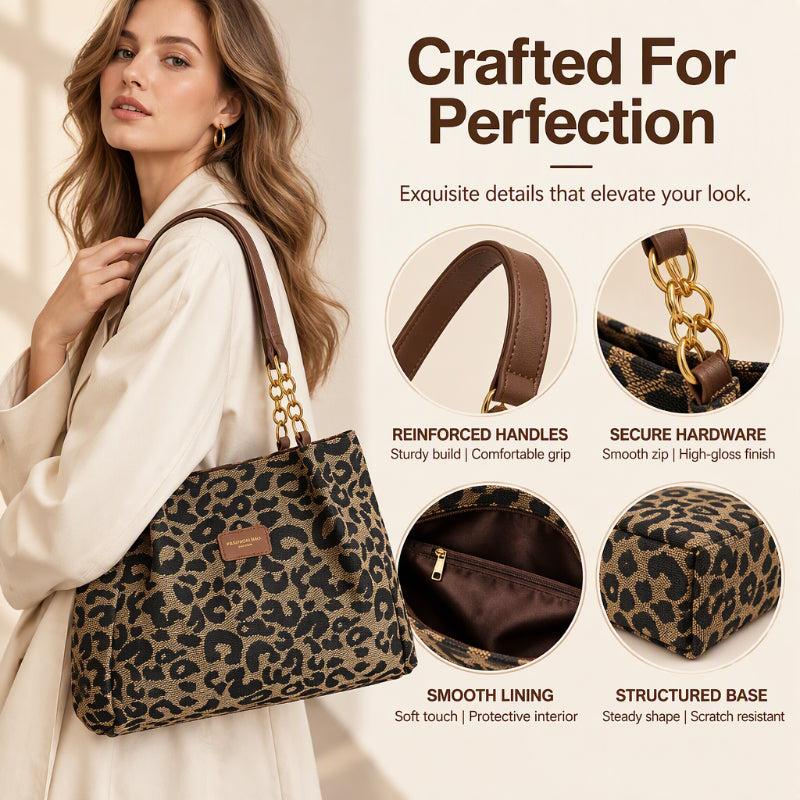 LeoEleganz™ Geräumige Schultertasche mit Leopardenmuster