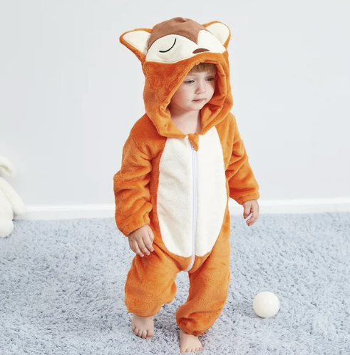 Strampler für Babys | Baby Fleece Overall | Tier Onesie | Wolklin