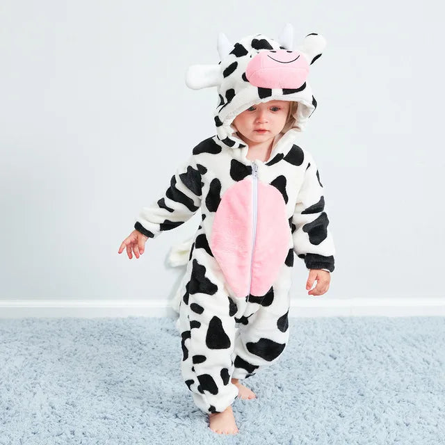 Strampler für Babys | Baby Fleece Overall | Tier Onesie | Wolklin