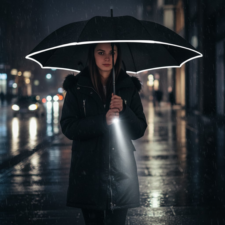 Sturmfester Regenschirm Automatik mit Licht | LumBrella