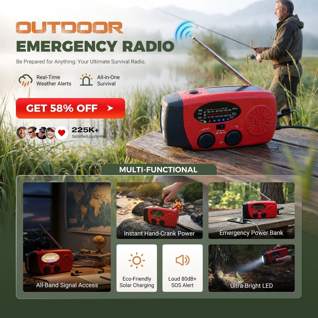 NotfallKraft™ Solar-Kurbelradio mit Taschenlampe & SOS-Funktion