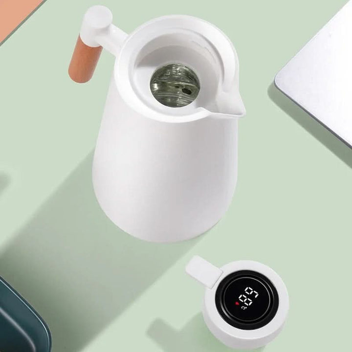 Thermoskanne mit Temperaturanzeige | Isolierkanne 1 Liter für Kaffee & Tee | Heatina