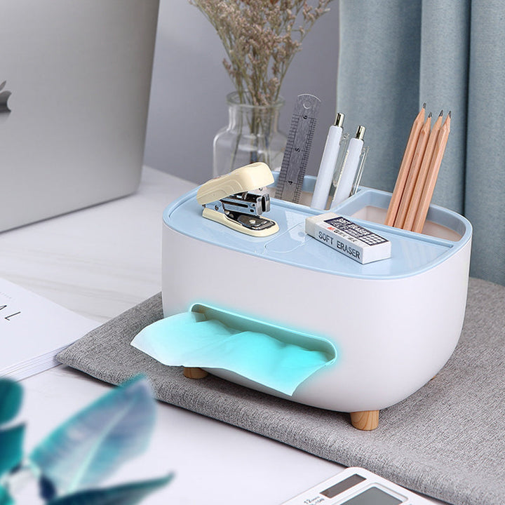 Aufbewahrungsbox | Taschentuchbox mit Deckel & Handyhalter | TidyBox