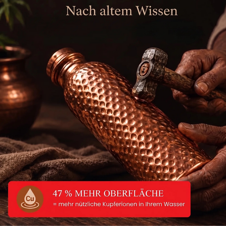 KupferKraft™ Ayurvedische Trinkflasche aus Reinkupfer