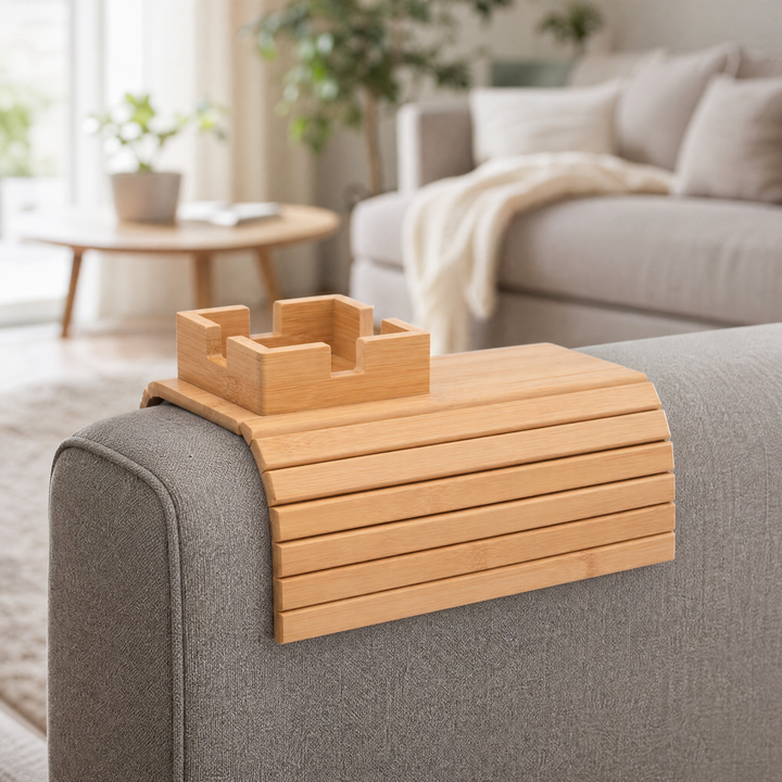 SofaBrett™ Flexible Armlehnen-Ablage aus Holz