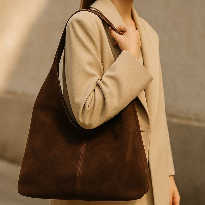 Umhängetasche für Damen | Schultertasche aus Wildleder | Vintage Tasche | Lederin