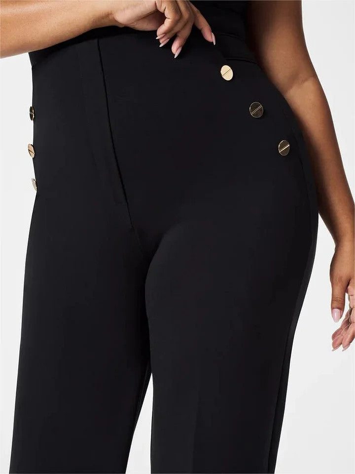 StilVogue | Hohe-Taille Marlenehose mit Knopfdetails