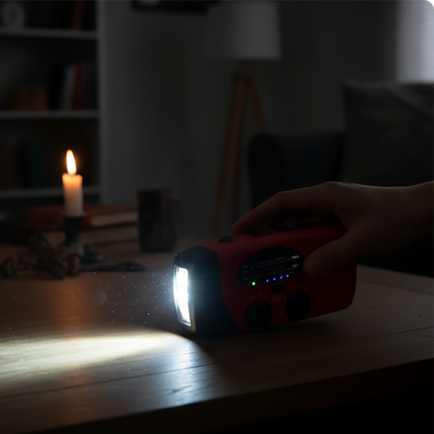 NotfallKraft™ Solar-Kurbelradio mit Taschenlampe & SOS-Funktion